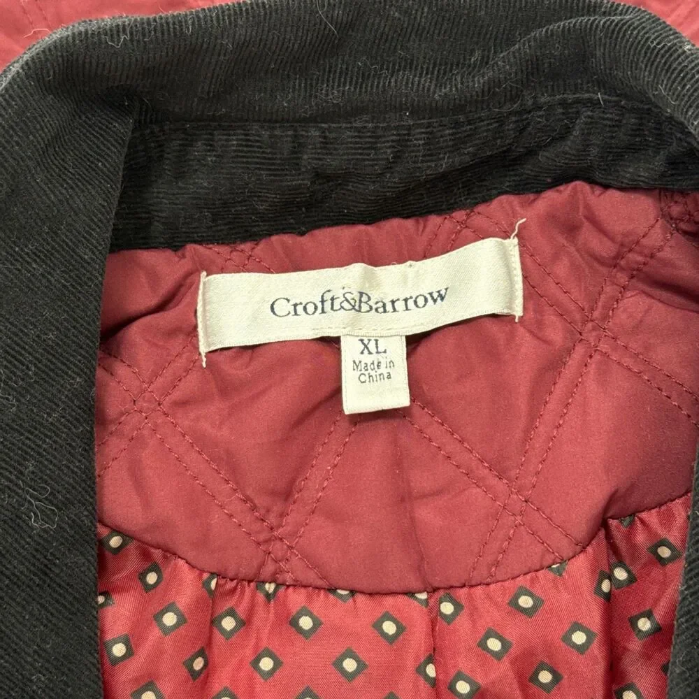 Croft & Barrow Barn Jacket Womens XL Burgundy Quilted Corduroy Collar Chore Coat - Picture 12 of 14